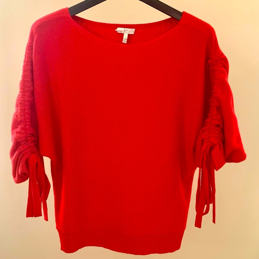 Joie Wool/Cashmere Blend Ruched Tie Sleeve Sweater